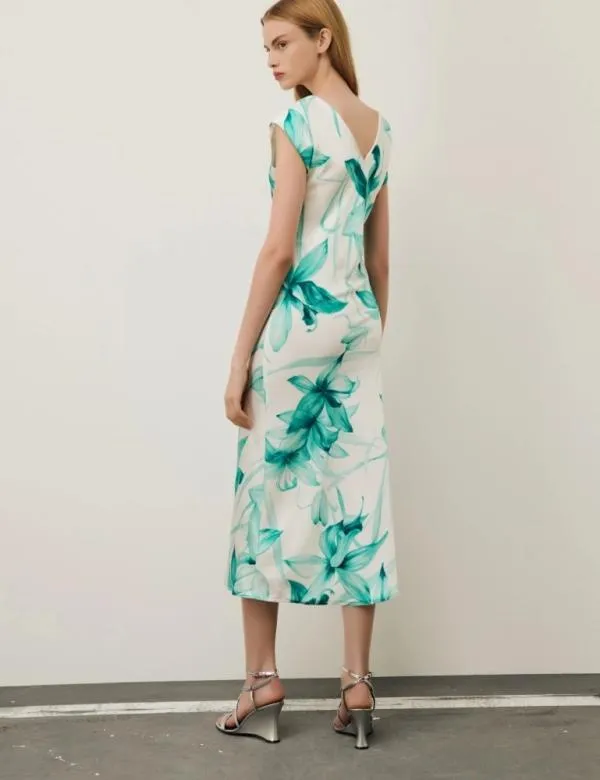 Marella Dresses Women Satin Dress Emerald