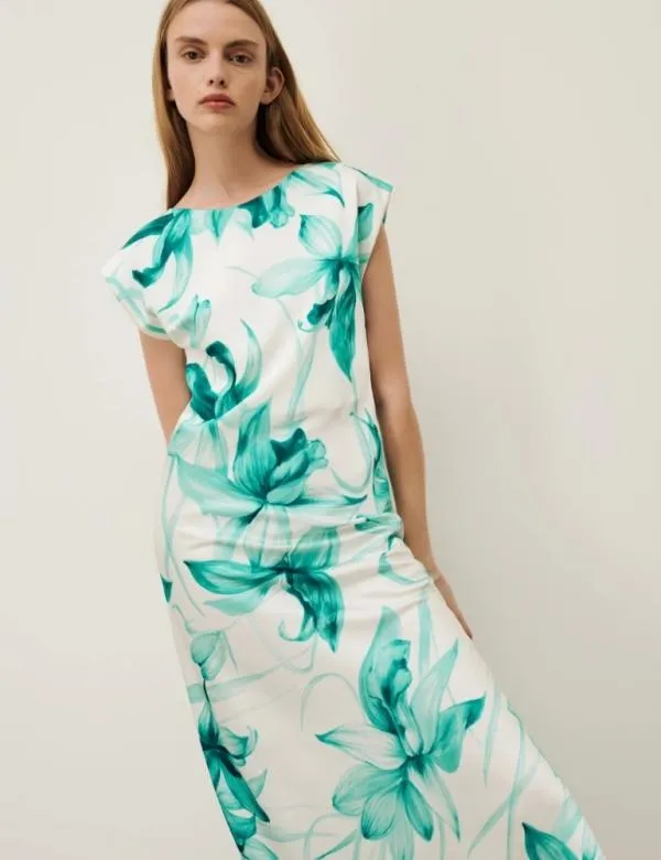 Marella Dresses Women Satin Dress Emerald