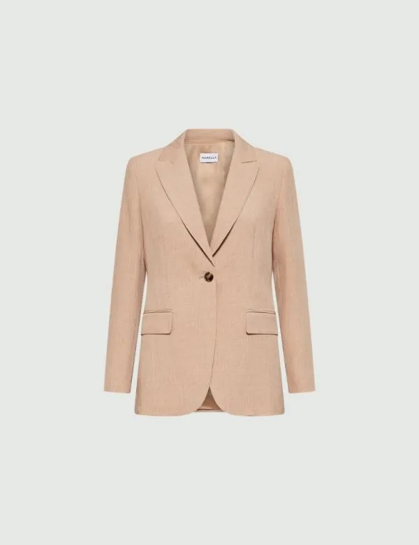 Marella Jackets Women Basketweave Mlange Blazer Camel