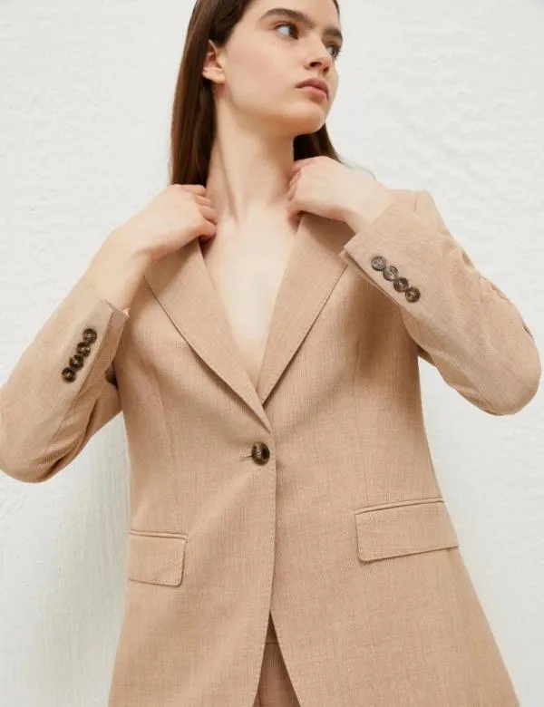 Marella Jackets Women Basketweave Mlange Blazer Camel