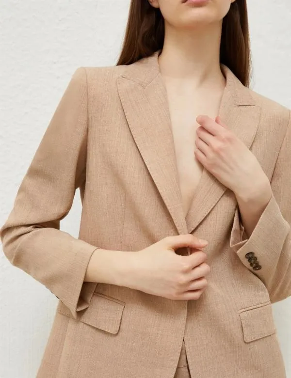 Marella Jackets Women Basketweave Mlange Blazer Camel
