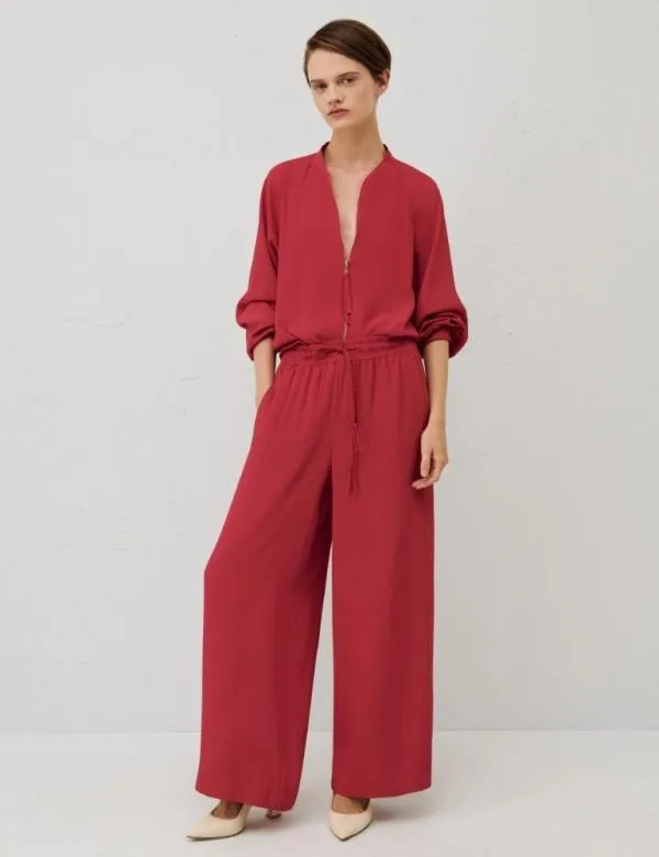 Marella Jackets Women Crepe Bomber Jacket Ruby