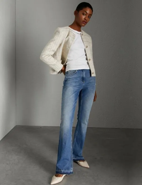 Marella Jackets Women Cropped Jacket With Lurex Natural
