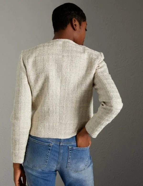 Marella Jackets Women Cropped Jacket With Lurex Natural