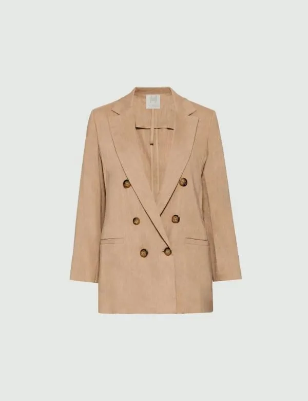 Marella Jackets Women Doublebreasted Blazer Beige