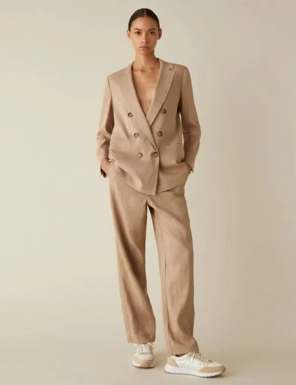 Marella Jackets Women Doublebreasted Blazer Beige