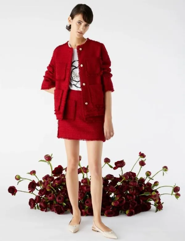 Marella Jackets Women Tweed Jacket Red