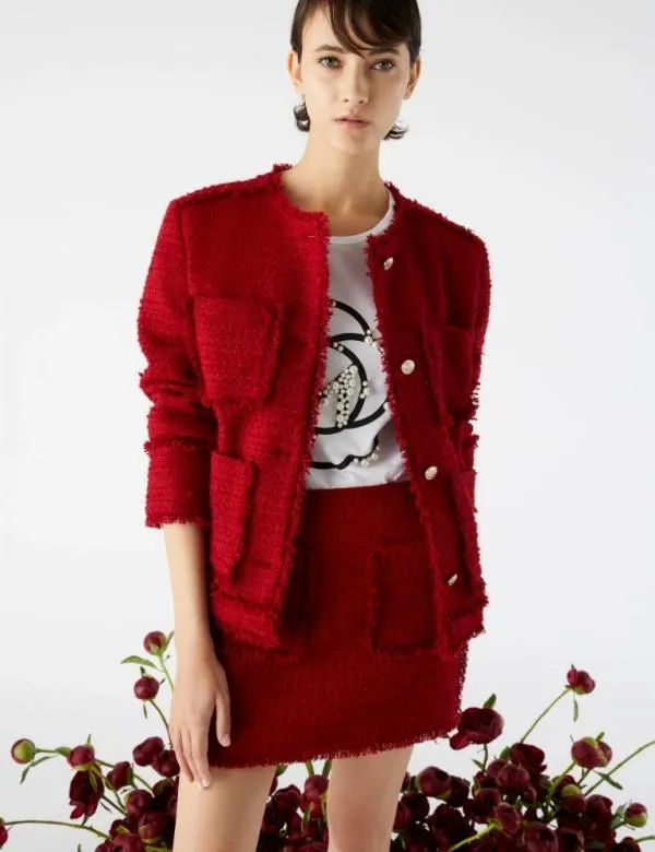 Marella Jackets Women Tweed Jacket Red
