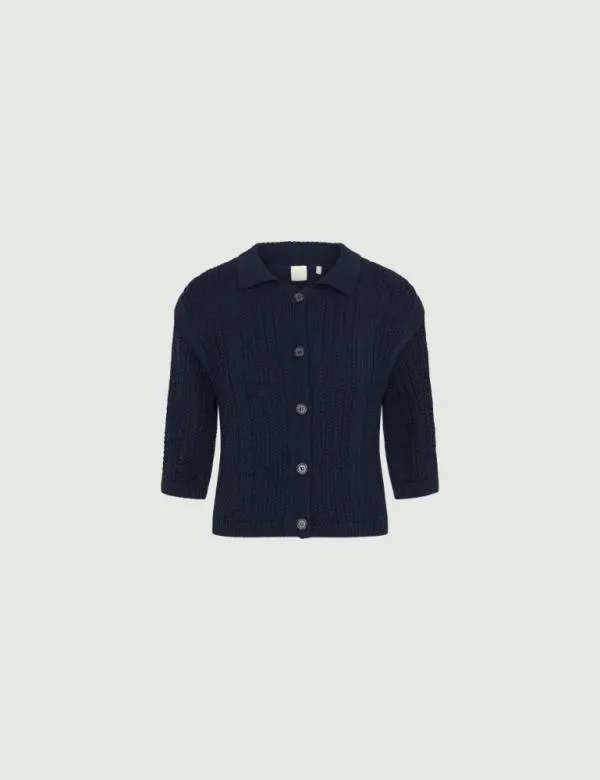 Marella Knitwear Women Cropped Jacket Midnightblue