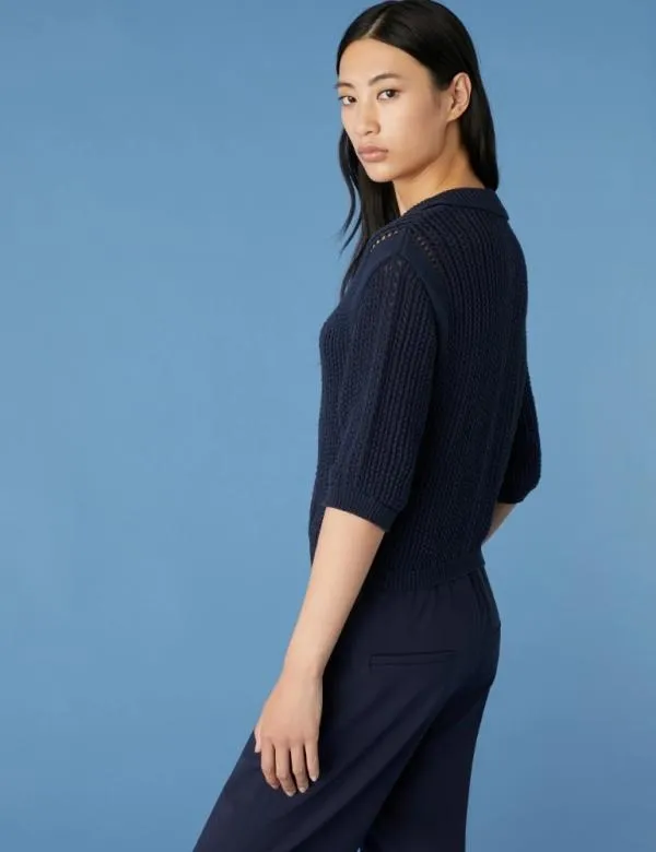 Marella Knitwear Women Cropped Jacket Midnightblue