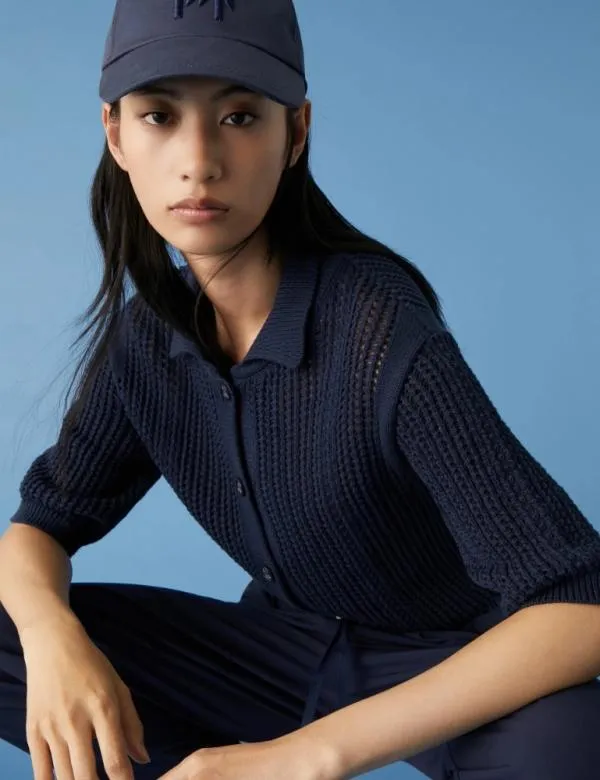 Marella Knitwear Women Cropped Jacket Midnightblue