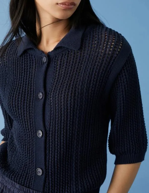 Marella Knitwear Women Cropped Jacket Midnightblue