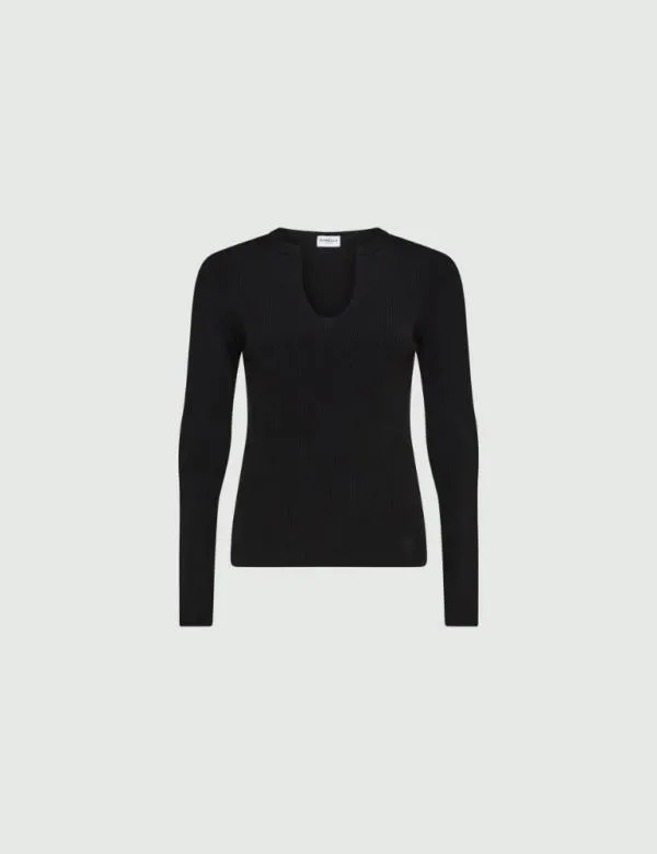 Marella Knitwear Women Ribknit Sweater Black