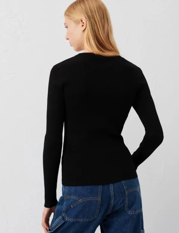 Marella Knitwear Women Ribknit Sweater Black