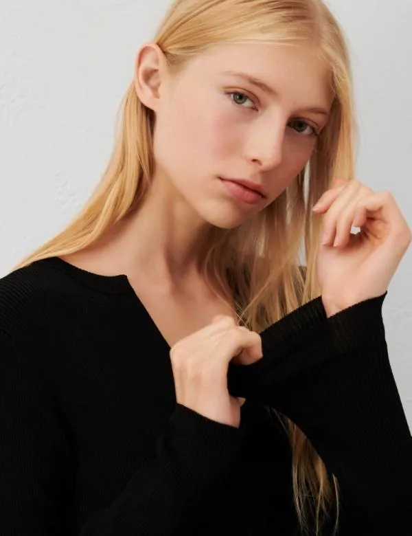 Marella Knitwear Women Ribknit Sweater Black