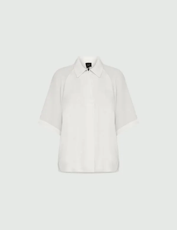 Marella Shirts Women Satin Blouse Wool White