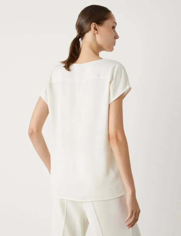 Marella Shirts Women Satin Blouse Wool White