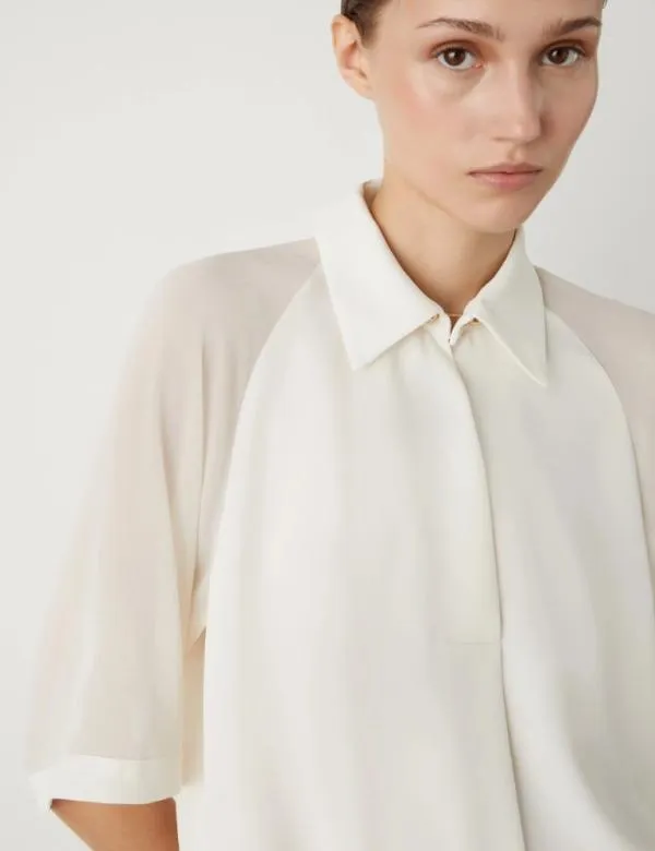 Marella Shirts Women Satin Blouse Wool White