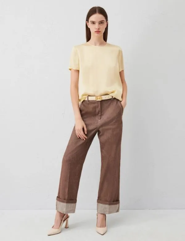 Marella Shirts Women Silk Tblouse Yellow