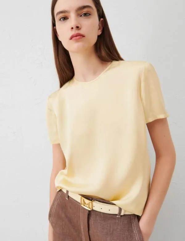 Marella Shirts Women Silk Tblouse Yellow
