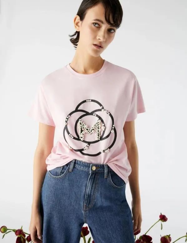 Marella Tops And TShirt Women Logo Tshirt Pink