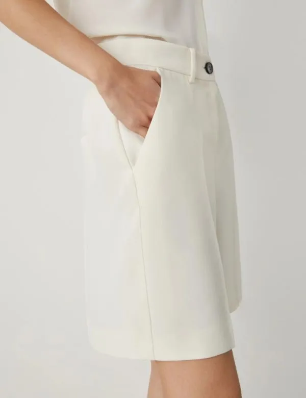 Marella Trousers Women Crepe Shorts Wool White