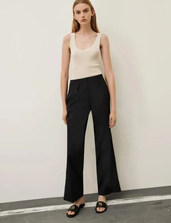 Marella Trousers Women Wideleg Trousers Black