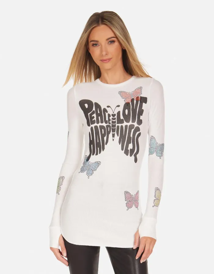 McKinley Crystal Love Butterfly Milk Women039s Lauren Moshi Long Sleeve