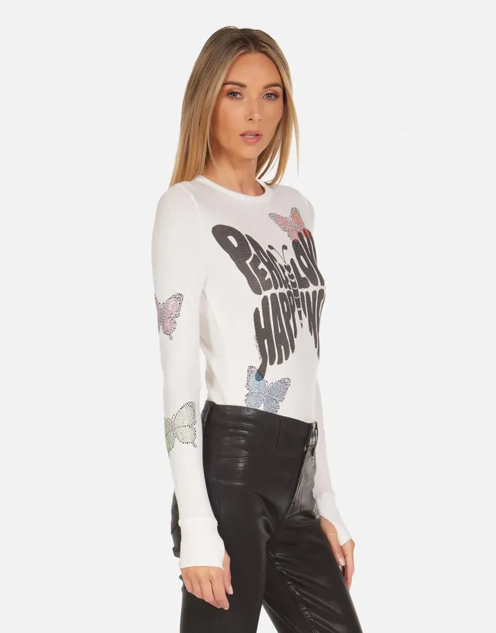McKinley Crystal Love Butterfly Milk Women039s Lauren Moshi Long Sleeve