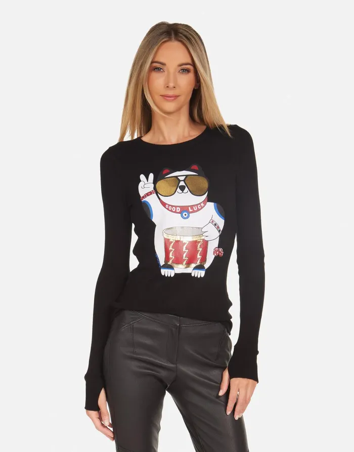 McKinley Lucky Cat Black Women039s Lauren Moshi Long Sleeve