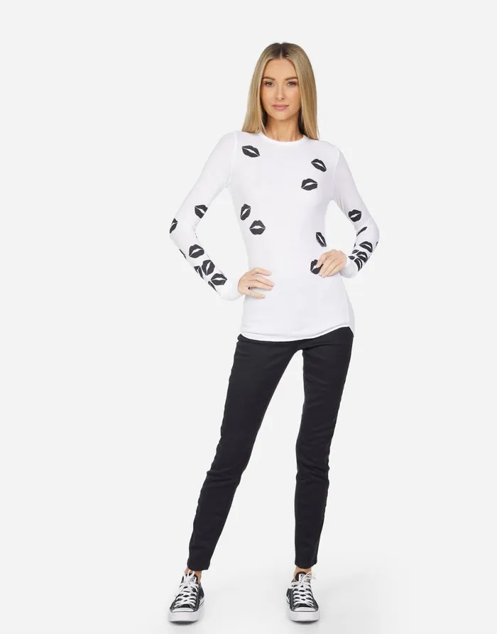 McKinley Scattered Lip White Women039s Lauren Moshi Long Sleeve