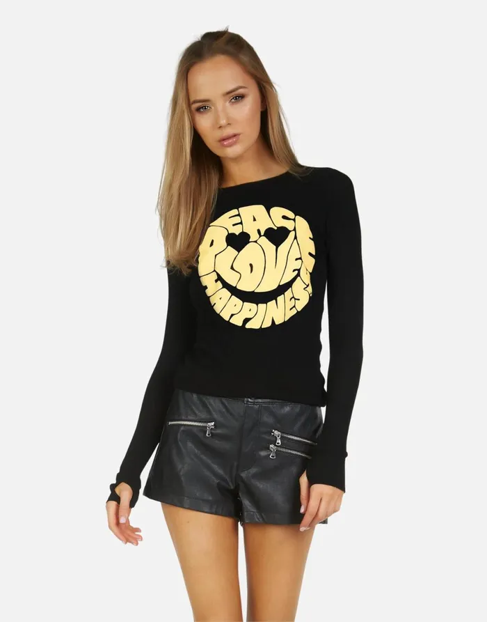 McKinley X Text Happy Face Black Women039s Lauren Moshi Long Sleeve