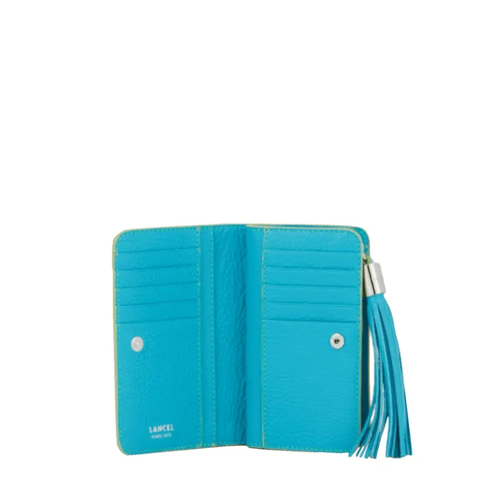 Medium Compact Zip Wallet Ocean Blue Women Lancel Wallet Medium Compact Zip Wallet Ocean Blue Women Lancel Wallet