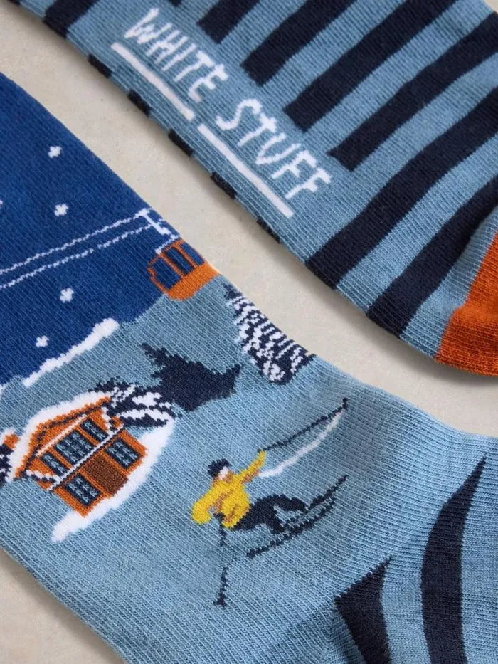 Men Apres Ski Ankle Sock Blue Multi White Stuff Socks