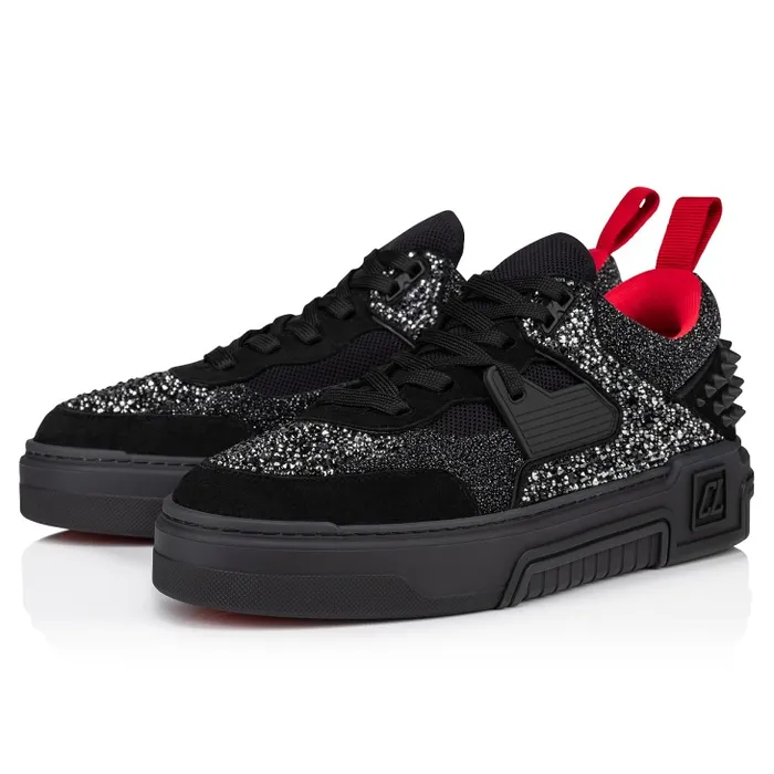 Men Astroloubi Strass Sneakers 8211 Veau Velours Suede Leather Comte And Strass 8211 Black Christian Louboutin Sneakers