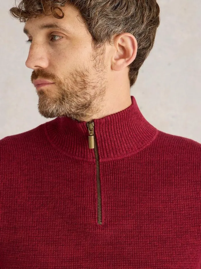 Men Attadale Funnel Neck Jumper Deep Red White Stuff Knitwear Men Attadale Funnel Neck Jumper Deep Red White Stuff Knitwear