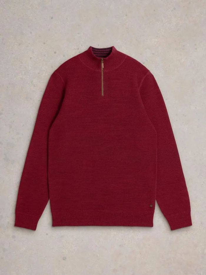 Men Attadale Funnel Neck Jumper Deep Red White Stuff Knitwear Men Attadale Funnel Neck Jumper Deep Red White Stuff Knitwear