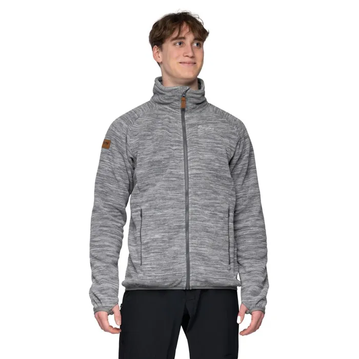 Men Bergans Of Norway Fleece Hareid Fleece Jacket Nohood Aluminium