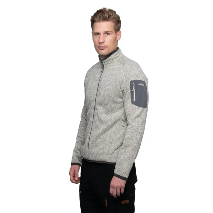 Men Bergans Of Norway Fleece Kamphaug Knitted Jacket Chalk Sand