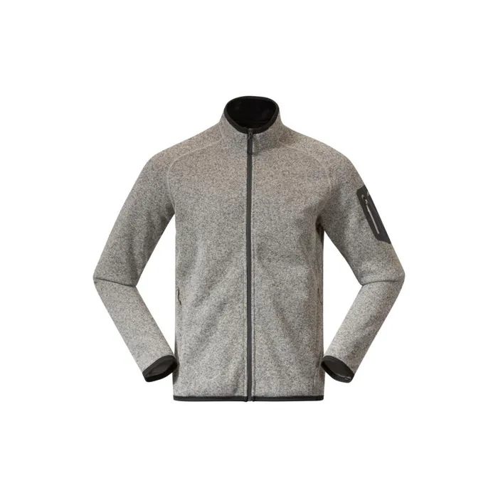 Men Bergans Of Norway Fleece Kamphaug Knitted Jacket Chalk Sand