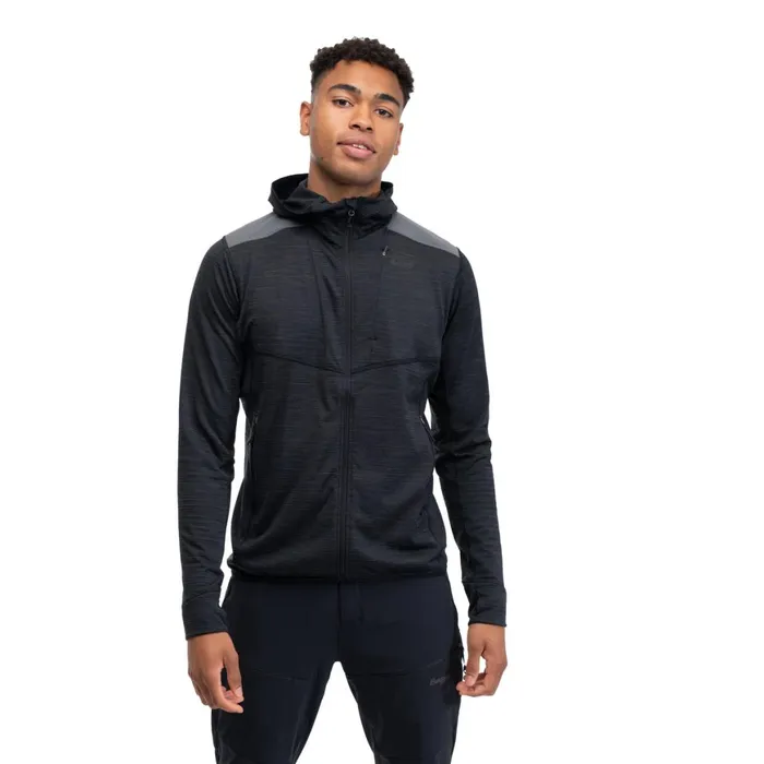 Men Bergans Of Norway Fleece Rabot Active Mid Hood Jacket Black