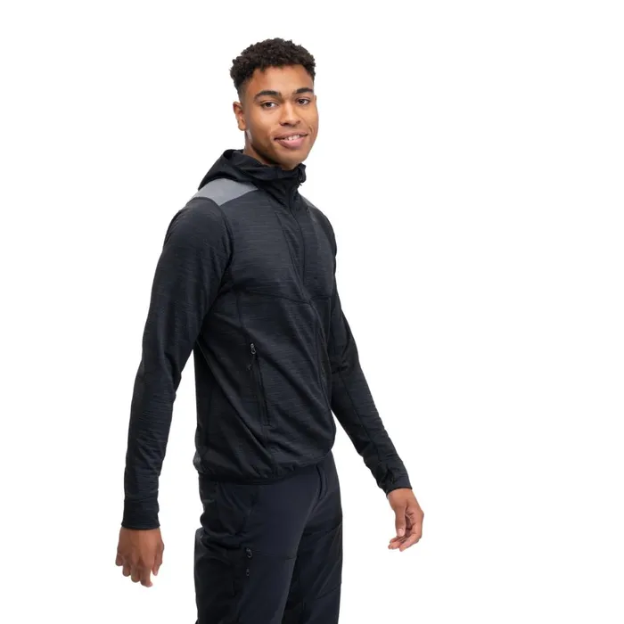 Men Bergans Of Norway Fleece Rabot Active Mid Hood Jacket Black