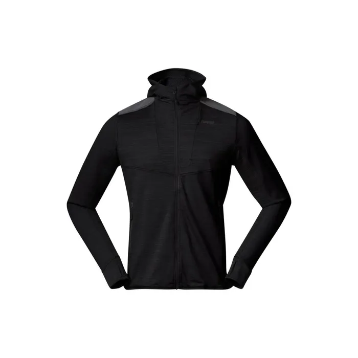 Men Bergans Of Norway Fleece Rabot Active Mid Hood Jacket Black