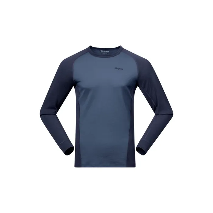 Men Bergans Of Norway Wool Longsleeved Shirts InnerDual Merino Long Sleeve Granite Blue Navy Blue