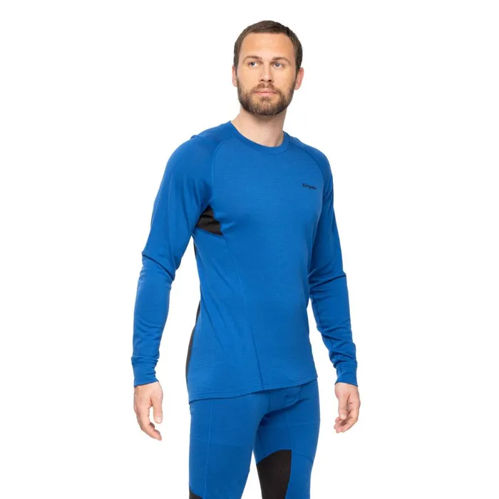 Men Bergans Of Norway Wool Longsleeved Shirts InnerPure Merino Long Sleeve Dusty Space Blue Black