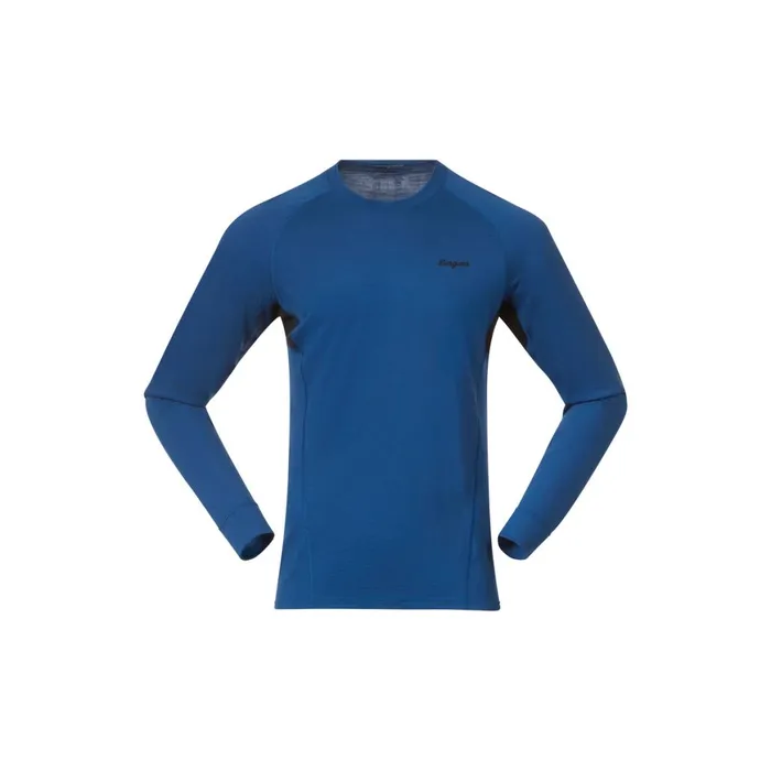 Men Bergans Of Norway Wool Longsleeved Shirts InnerPure Merino Long Sleeve Dusty Space Blue Black