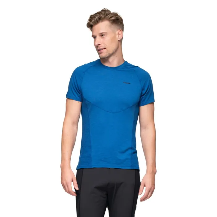 Men Bergans Of Norway Wool TShirts InnerLight Tee Dusty Space Blue