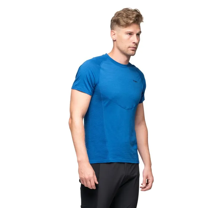 Men Bergans Of Norway Wool TShirts InnerLight Tee Dusty Space Blue