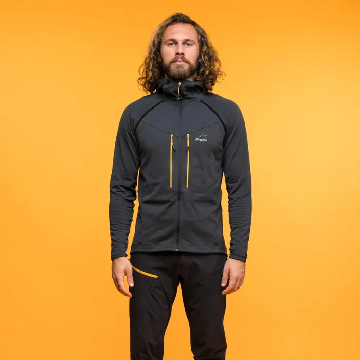 Men Bergans Of Norway Wool Y Mountainline Wooltech Midlayer Jacket Dark Shadow Grey