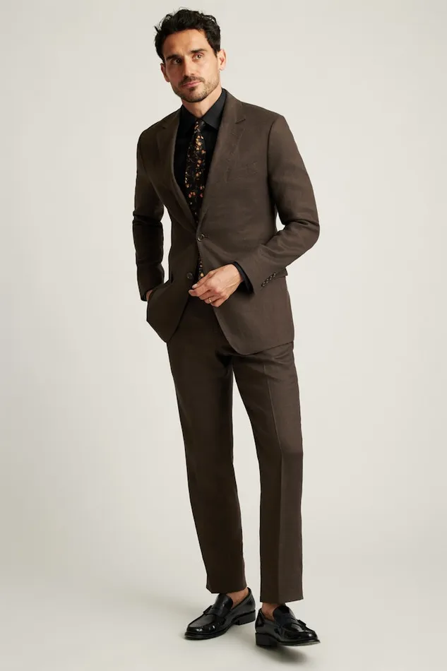 Men Bonobos Blazers and Sport Coats Jetsetter Italian Linen Blazer Dark Brown